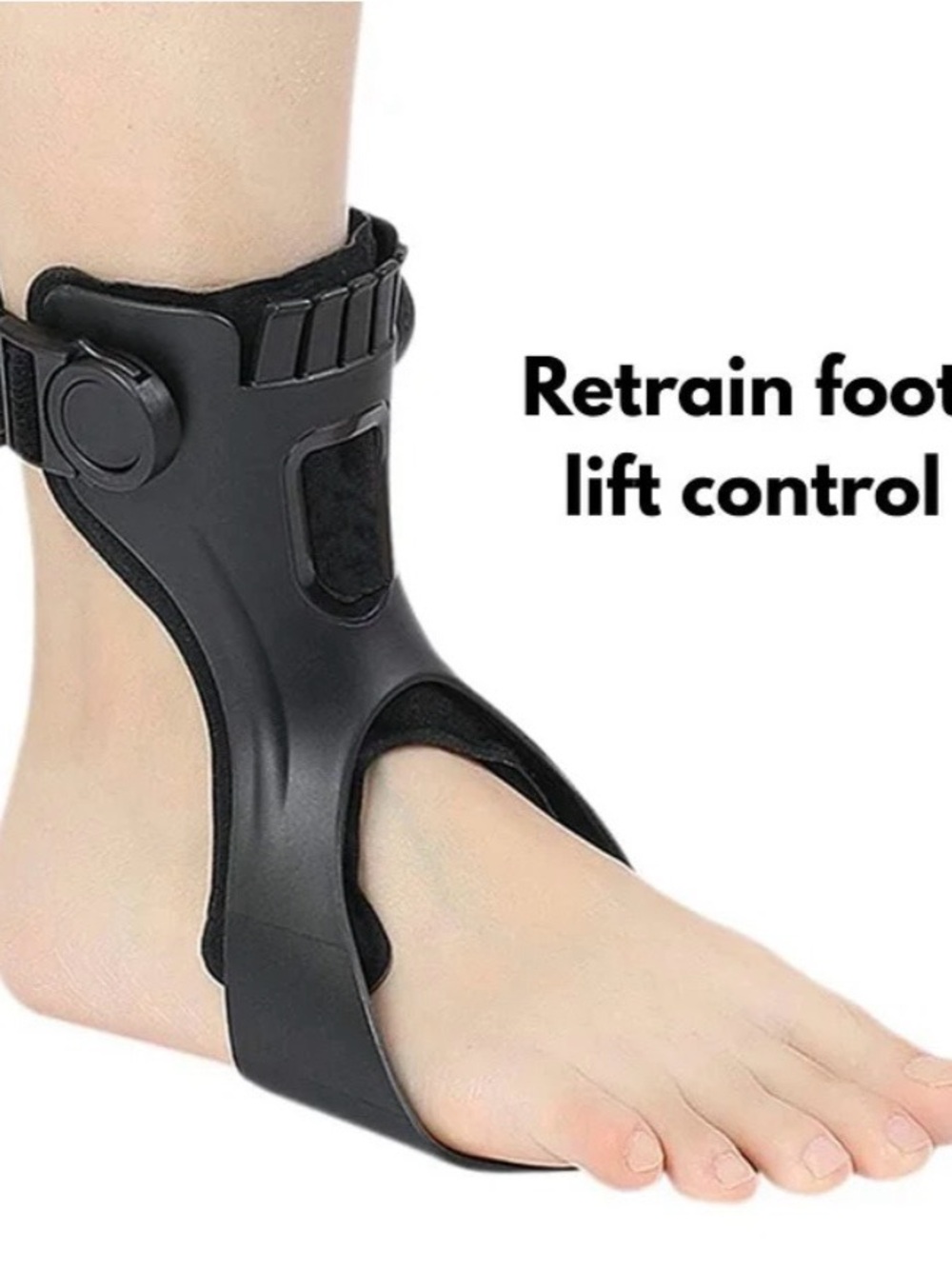 Black Ankle Foot Drop Brace for Unisex - Support and Stabilization Left Foot, L